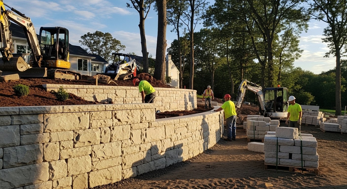 Hardscape retaining wall and patio project