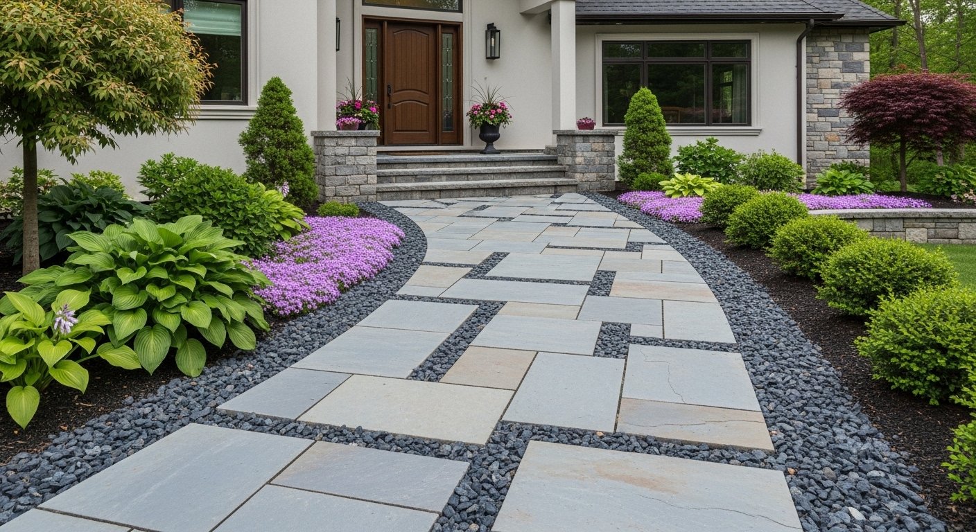 Hardscape walkway and stonework in Connecticut